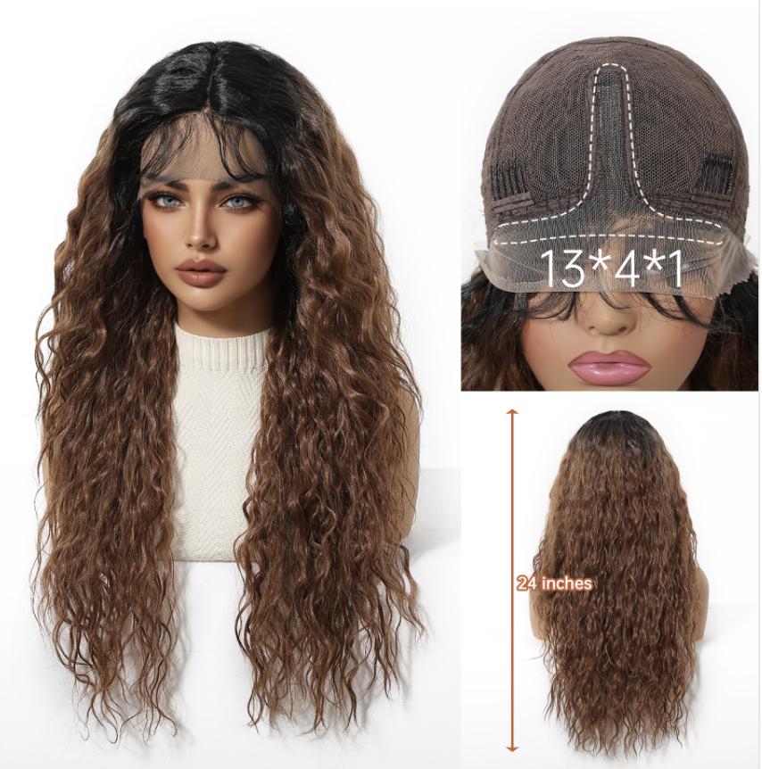 Rosa C- DWY T Part Lace Front Free Part Long Latin Curly Hair Glueless Synthetic Wig