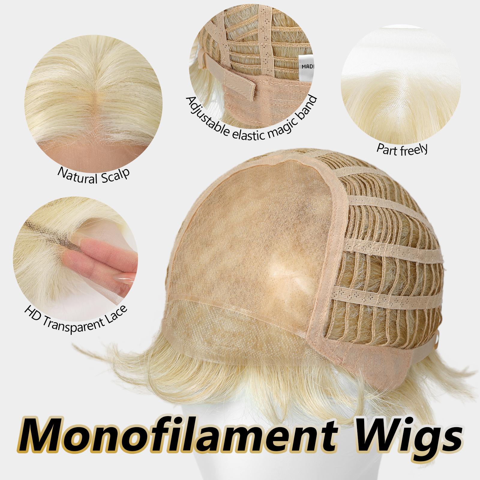 Bella-DWY Mono Lace Front Free Part Blonde Pixie Synthetic Wig