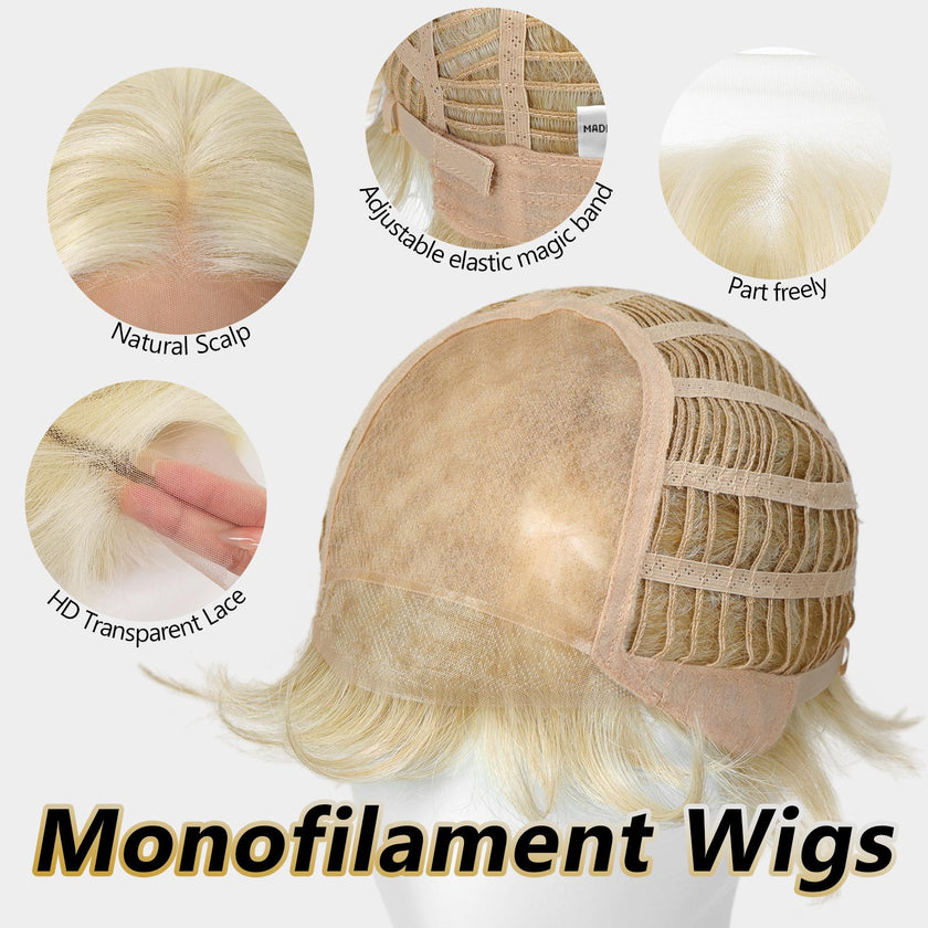 Bella-DWY Mono Lace Front Free Part Blonde Pixie Synthetic Wig