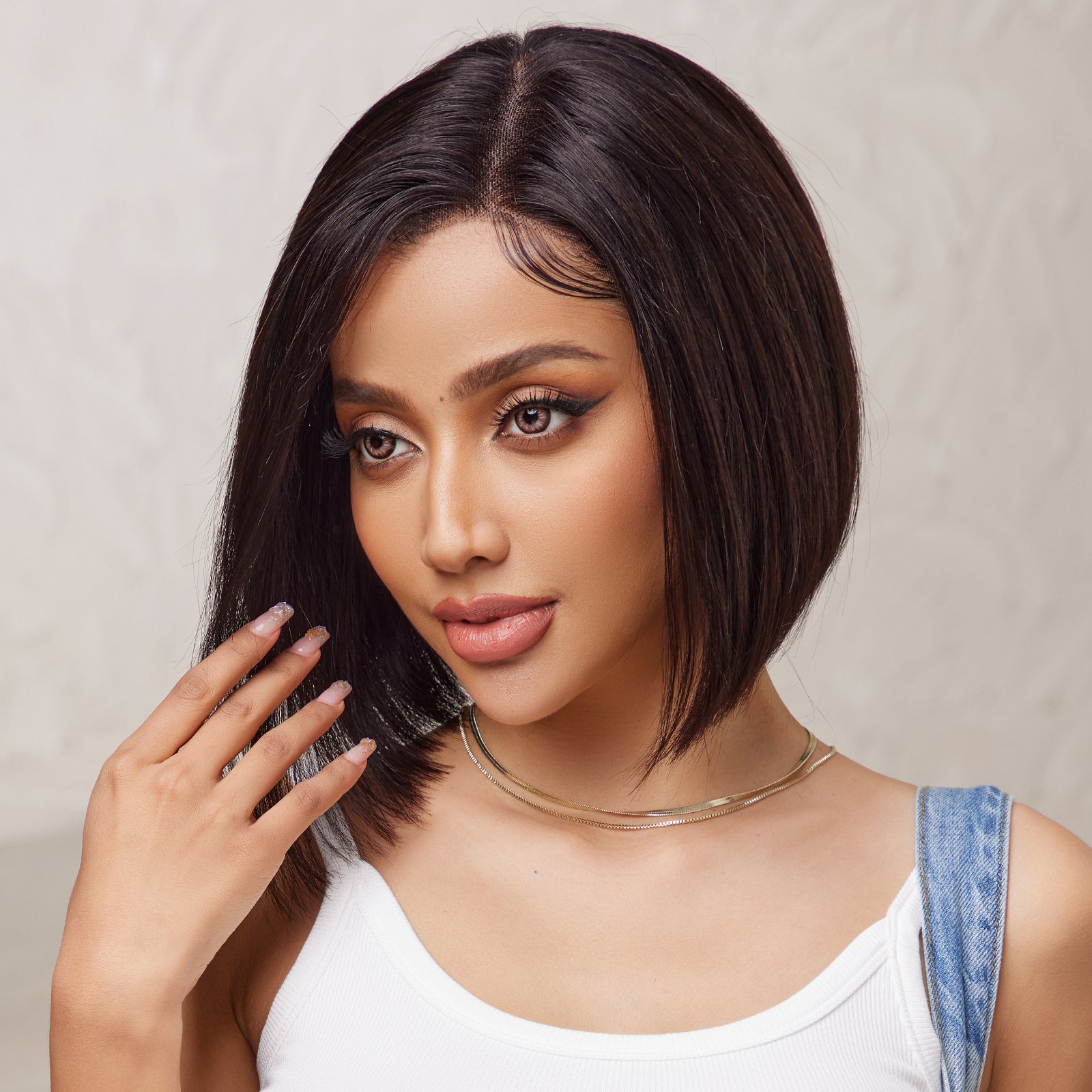 DWY wigs 8 Inch black brown short straight wig for women DWY