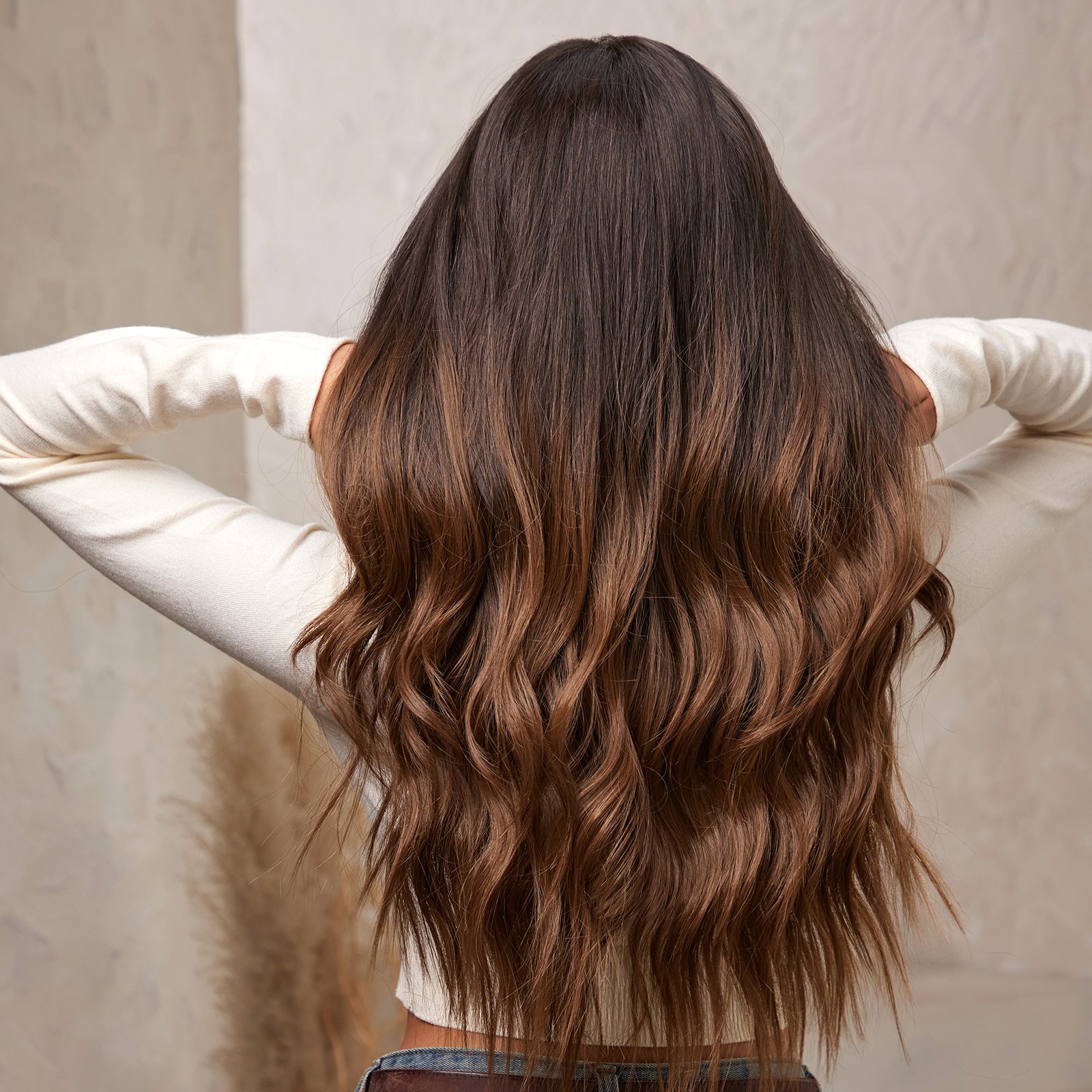 DWY Lace front 24 Inch ombre flax brown long curly wig for women DWY-BL66010-2