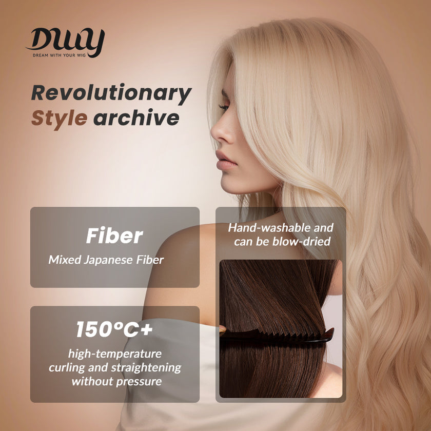 Lumi-DWY Lace Front 13×6 Platinum Blonde Wavy Free Part Synthetic Wig