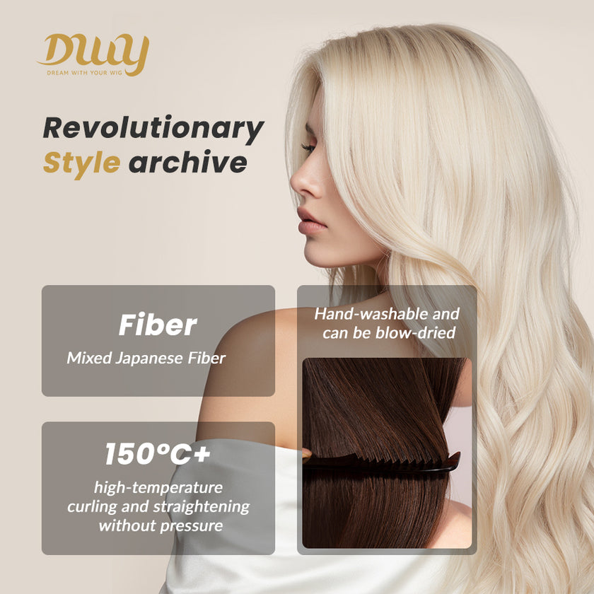 Elsie-DWY C Part Lace Front Long Ginger Brown with Golden Highlight Glueless Synthetic Wig
