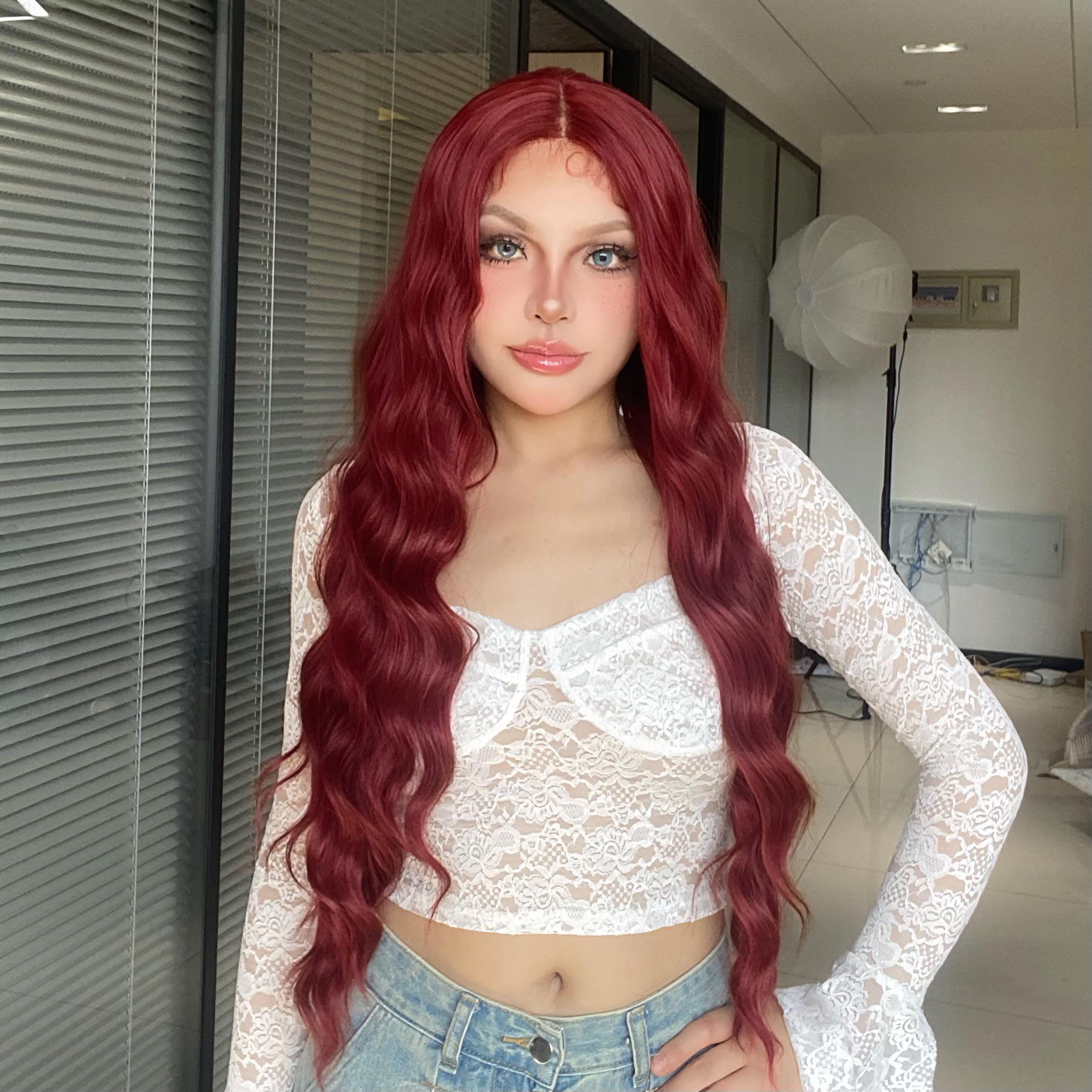 DWY Lace Front Middle Part Long-Length Water Wavy Dyed Version Glueless Synthetic Wig