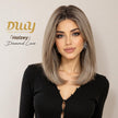 Halzey-DWY Pre cut U part Diamond Lace Icy Bronde Highlights Scandi Hairline BOB Glueless Synthetic Wig 15 Inch