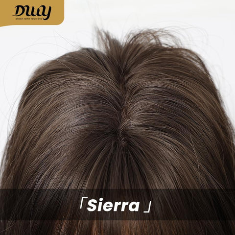 Sierra C-DWY Mid-Length Straight Brown Glueless Simulation Big Head Skin Synthetic Wig for Women 24 Inches