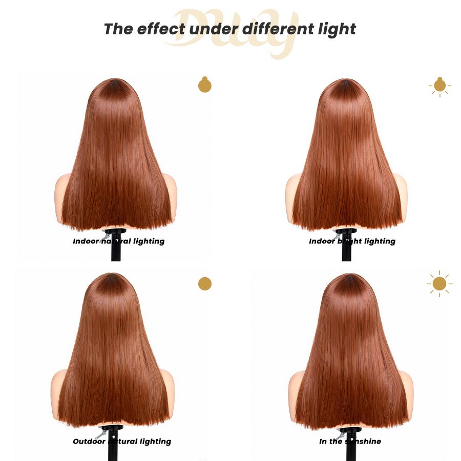 [Festival Limited] Julian-DWY Mid-length Auburn Copper with Bangs Glueless Synthetic Wig for Women 18 Inches