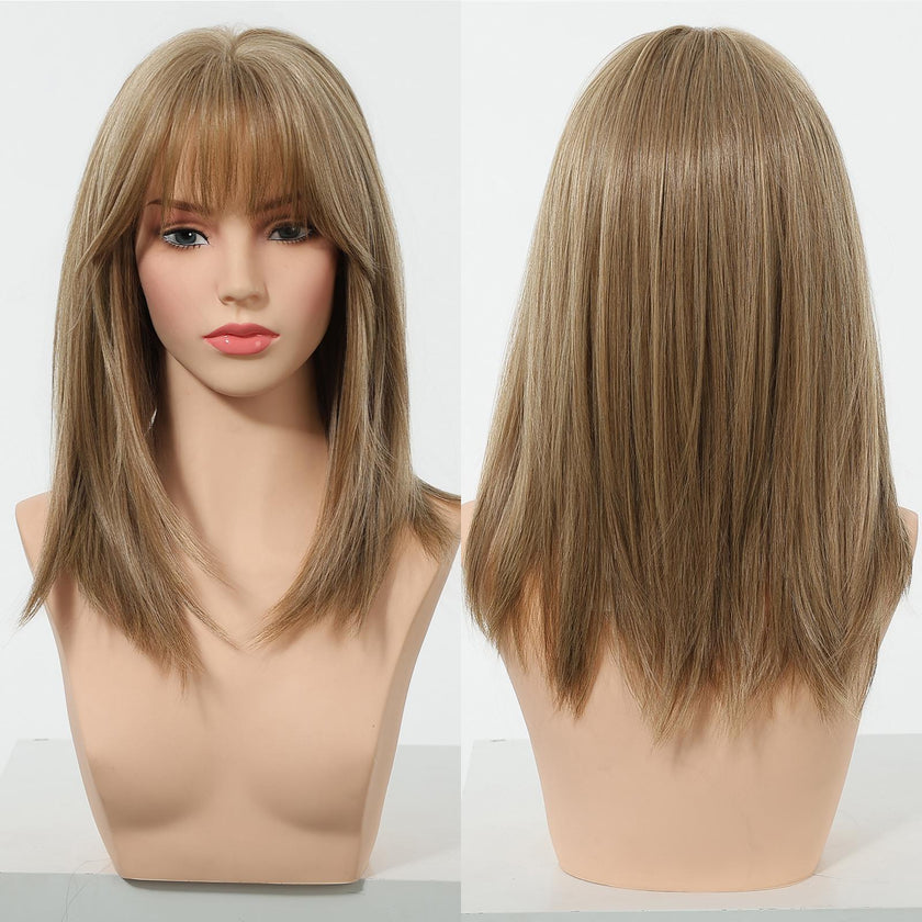 Zinnia - DWY 16-Inch MiraScalp Tea Brown Mid-Length Layered Straight Wig
