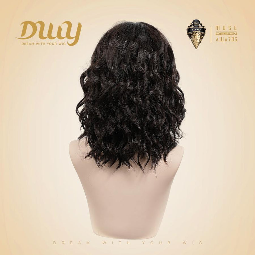 Lala NEW! DWY Pre cut U part Diamond Lace Short length Natural Black Water Wave Hair Glueless Synthetic Wigs for Women 14 Inches