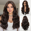Claire NEW! DWY Pre cut U part Diamond Lace Long length Dark Brown Retro Water Waves Hair Glueless Synthetic Wigs for Women 24 Inches