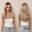 Evelyn -DWY Mono Lace Front Free Part Long-Length Wavy Pink Blonde Rooted Glueless Synthetic Wig for Women 20 Inches