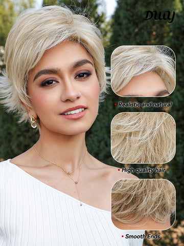 DWY-Mono Top Synthetic Lace Front Wig for Women Short Hair blonde