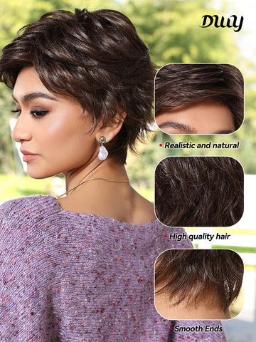 DWY-Mono Top Synthetic Lace Front Wig for Women Short Hair brown