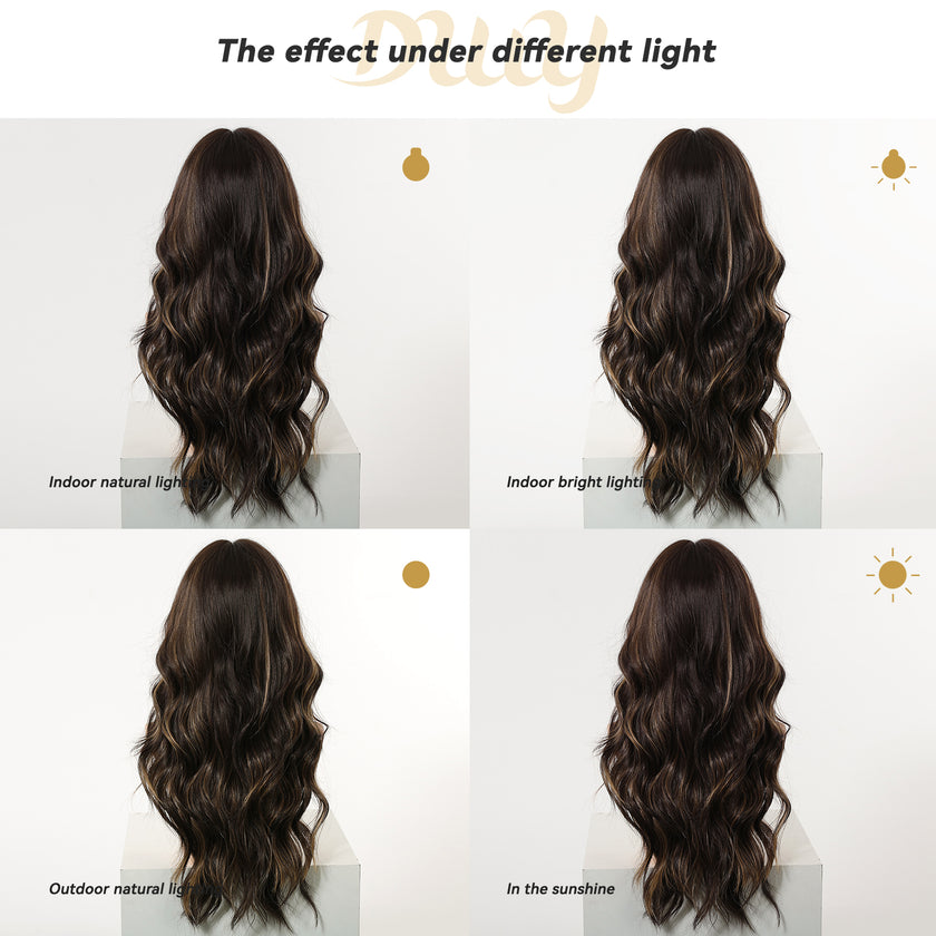 Restocked! Loni Plus C-DWY New Technology! Bionic Silk Top 24-Inch Long Wave Light Brown Glueless Synthetic Wig