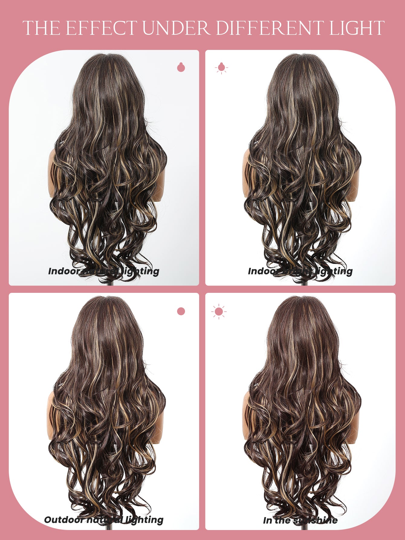 Valentina- New Arrival DWY 13×6 Lace Front Free Part Long-Length Curly Brown with Highlights Glueless Synthetic Wig