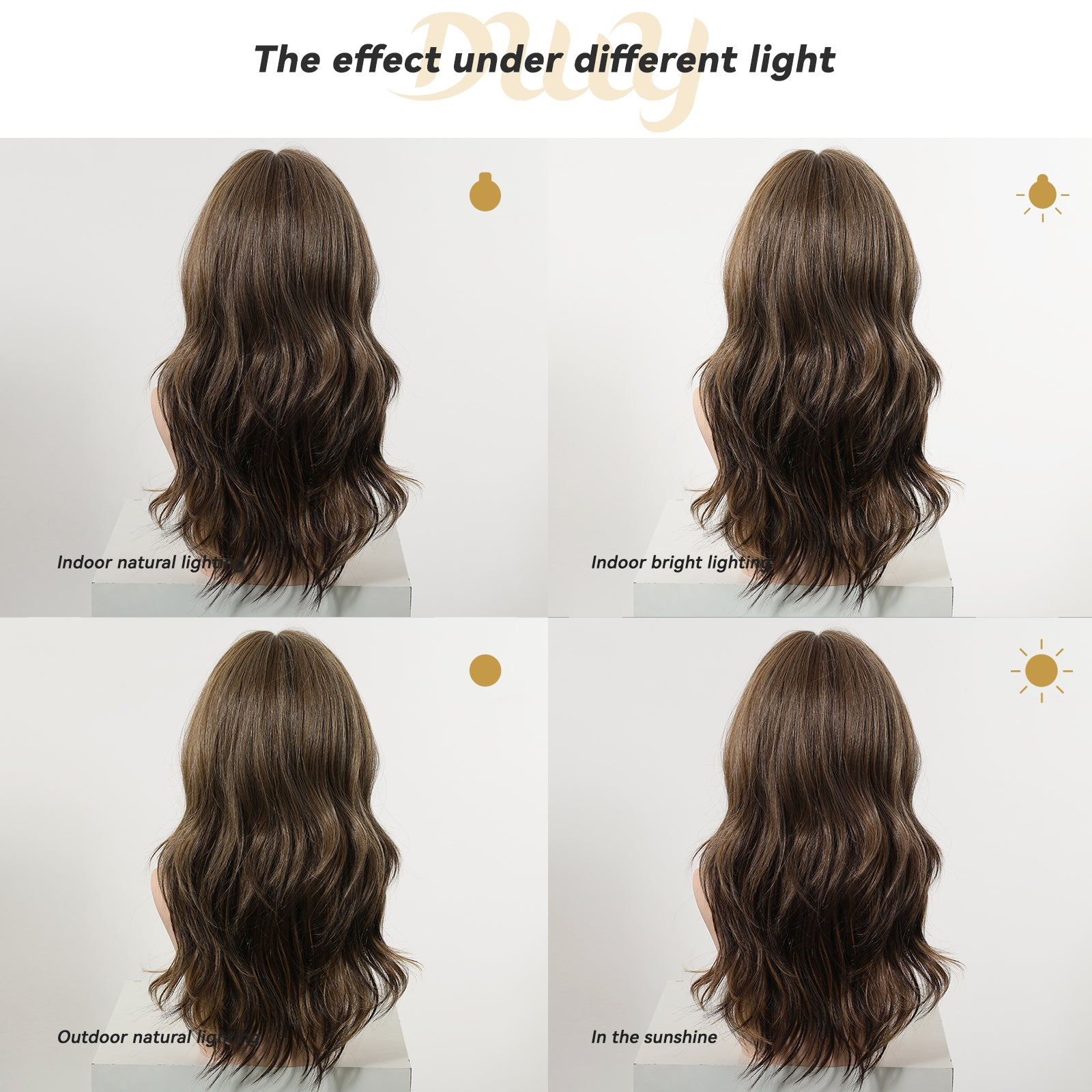 Cider - New ! DWY Bionic Silk Top 22-Inch Long Wave Bronde Balayage Glueless Synthetic Wig with Bangs for Women High-Quality Premium Fiber Easy Wear Comfortable Fit