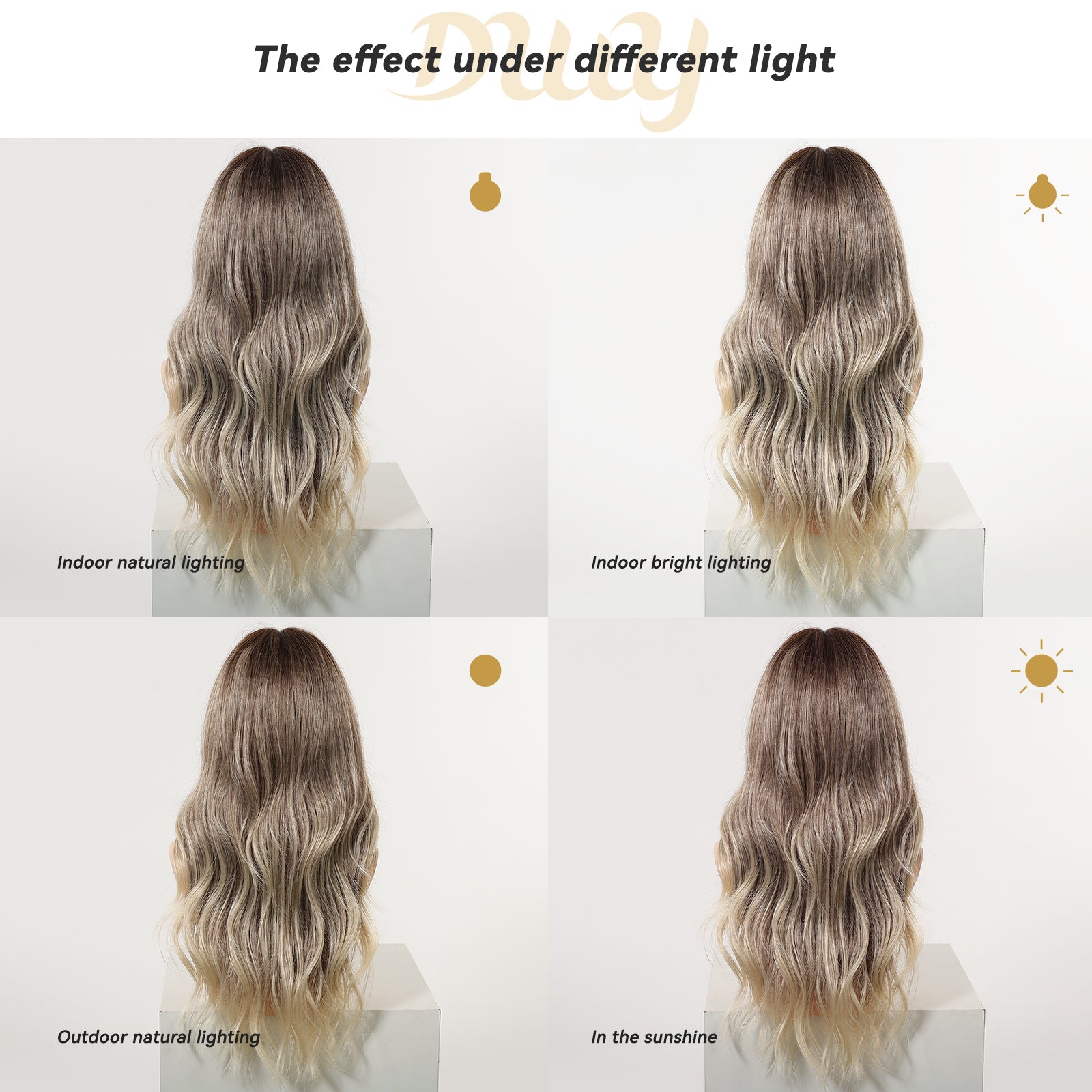Taylor C-DWY New Technology! Bionic Silk Top Smoky Balayage Blonde 24-Inch Long Wave Glueless Synthetic Wig