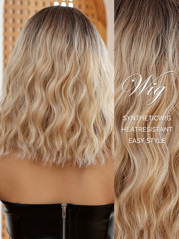 【Year End Sale】Dwy Chestnut Brown Wavy Bangs Synthetic Wig