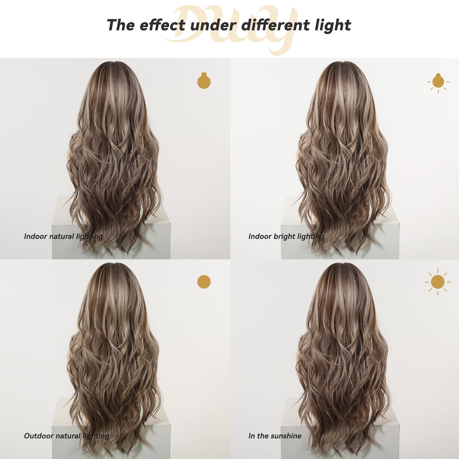 Apricot -DWY New Technology! Bionic Silk Top 24-Inch Long Wave Cowboy Copper Glueless Synthetic Wig with Bangs for Women High-Quality Premium Fiber Easy Wear Comfortable Fit