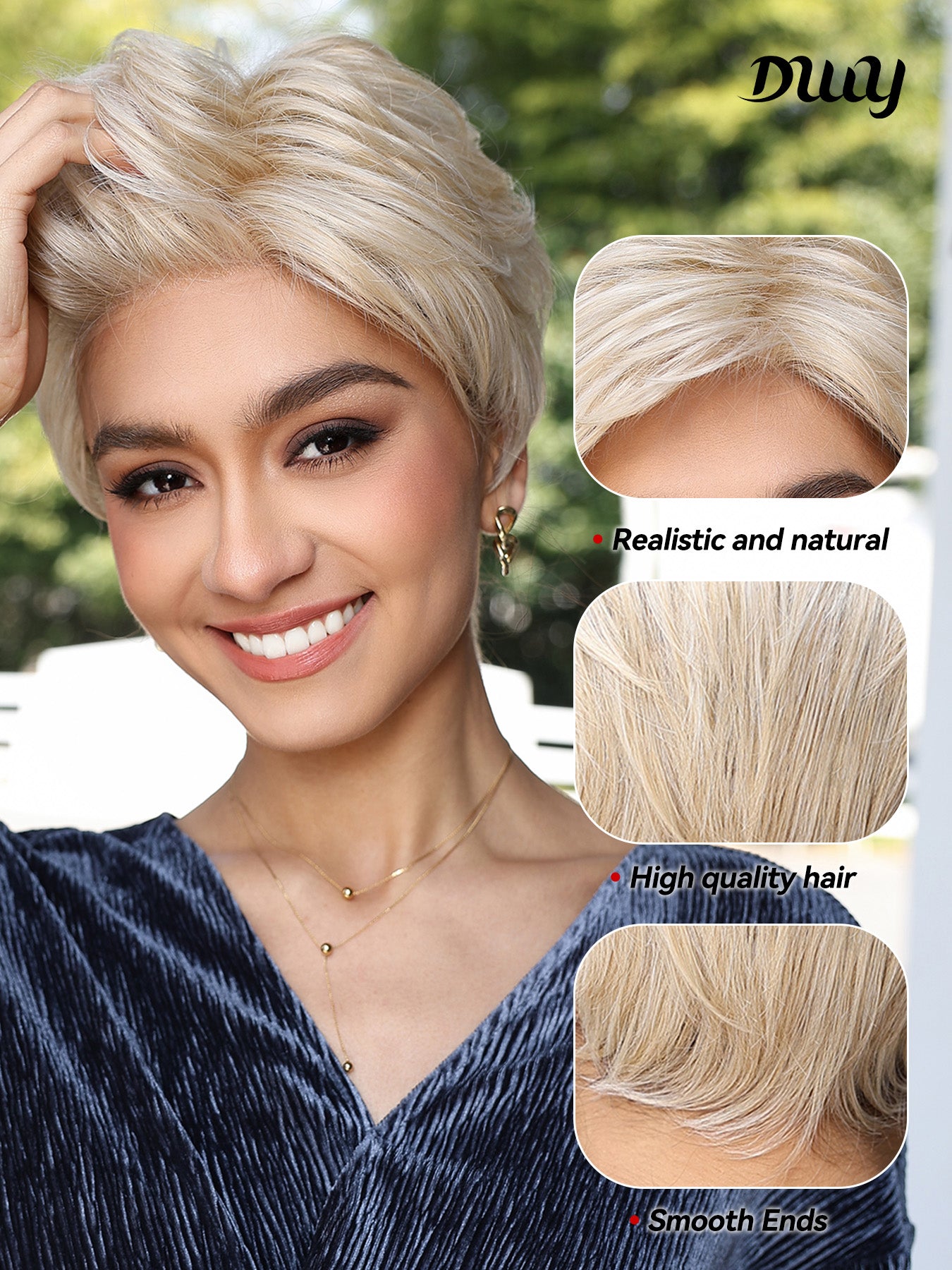 DWY-Mono Top Synthetic Lace Front Wig for Women Short Hair blonde