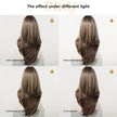 Riley- New! DWY Bionic Silk Top 26-Inch Long Body Wave Layer-cut Brown Balayage Glueless Synthetic Wig with Bangs for Women High-Quality Premium Fiber Easy Wear Comfortable Fit Summer Look