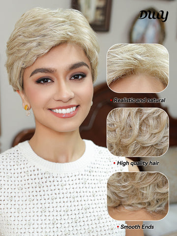 DWY-Mono Top Synthetic Lace Front Wig for Women Short Hair blonde