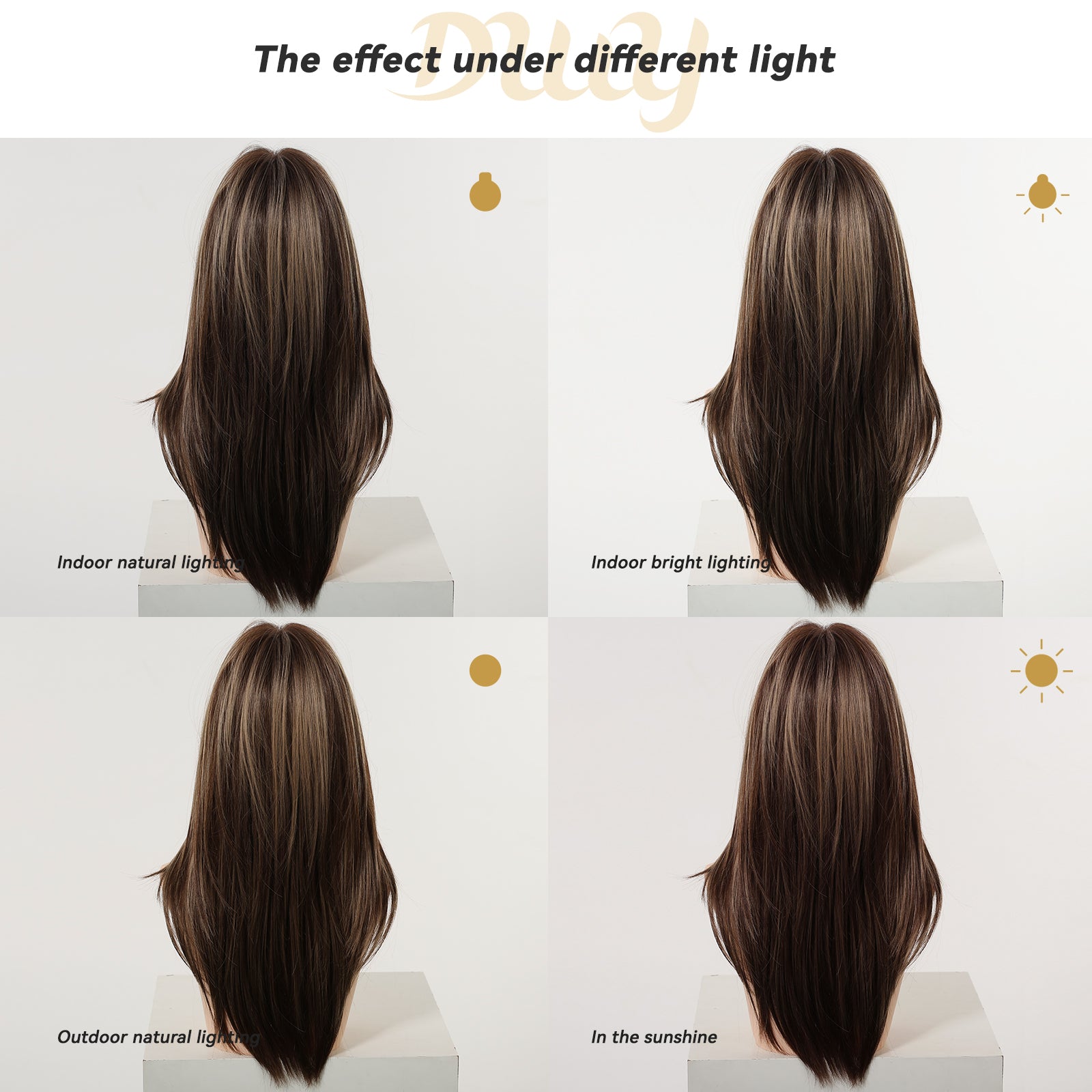 Marion Plus C-DWY New Technology! Bionic Silk Top Mix Brown 22-Inch Long Wave Glueless Synthetic Wig