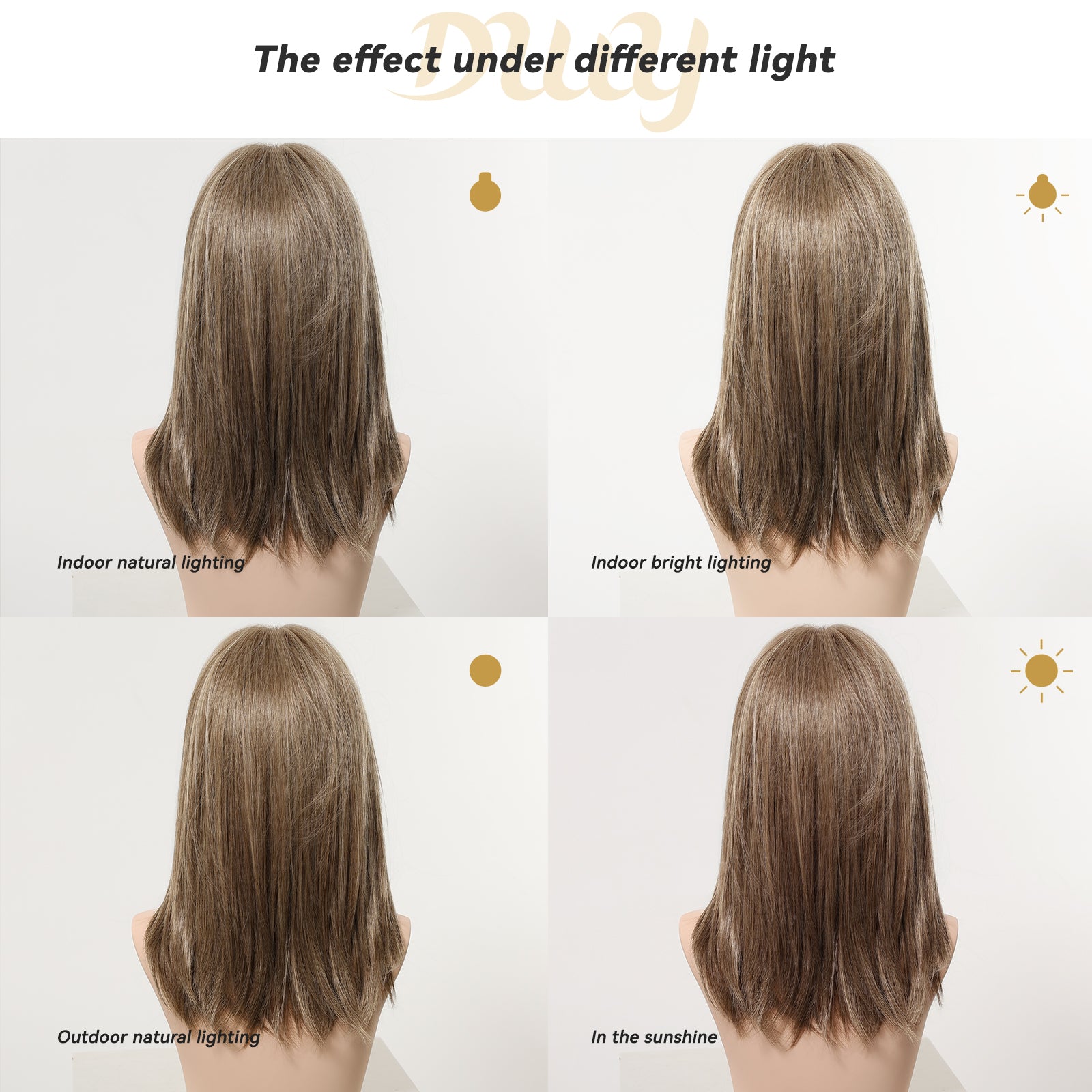 Haley C-DWY New Technology! Bionic Silk Top 16-Inch Long Wave Light Tea Brown Glueless Synthetic Wig