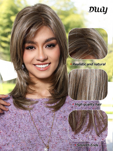 DWY-Mono Top Synthetic Lace Front Wig for Women Short Hair brown