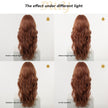 Apricot -DWY New Technology! Bionic Silk Top 24-Inch Long Wave Cowboy Copper Glueless Synthetic Wig with Bangs for Women High-Quality Premium Fiber Easy Wear Comfortable Fit