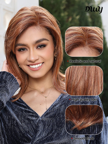 DWY-Mono Top Synthetic Lace Front Wig for Women Short Hair Reddish