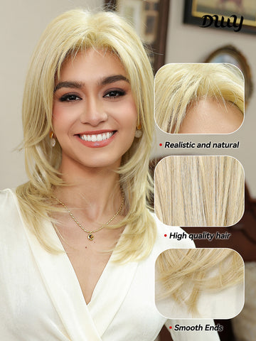 DWY-Mono Top Synthetic Lace Front Wig for Women Short Hair blonde