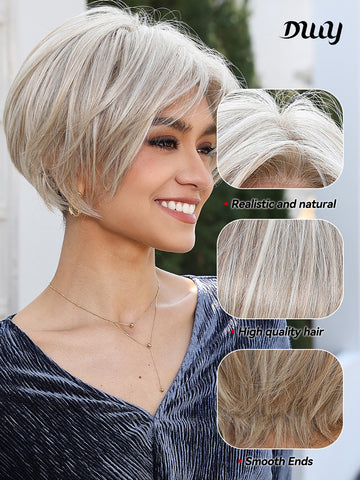 DWY-Mono Top Synthetic Lace Front Wig for Women Short Hair blonde