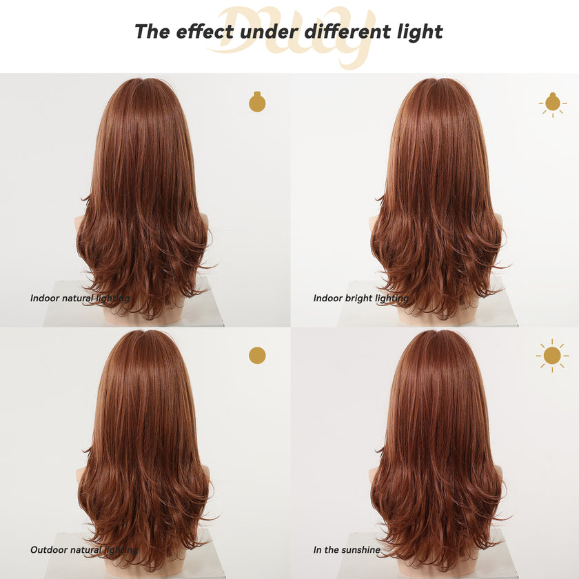 Tanssy C-DWY New Technology! Bionic Silk Top Ginger 22-Inch Long Wave Glueless Synthetic Wig