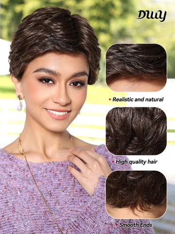 DWY-Mono Top Synthetic Lace Front Wig for Women Short Hair brown