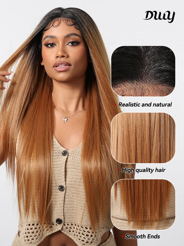 DWY-Lace Front stright Wigs Human Hair Pre Plucked 13x6 Lace Frontal Wigs Human Hair With Baby Hair Bleached Knots Virgin Glueless Human Hair Wigs for Black Women 150% Density Natural Color 30inch