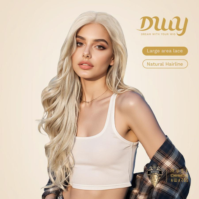 Mae-DWY 28-Inch Wavy Glueless Lace Front Wig for Women