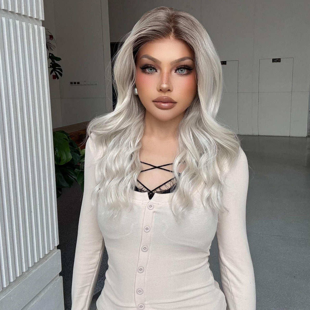 Amanda- DWY 13×6 Lace Front Free Part Mid-Length Water Wave Syn