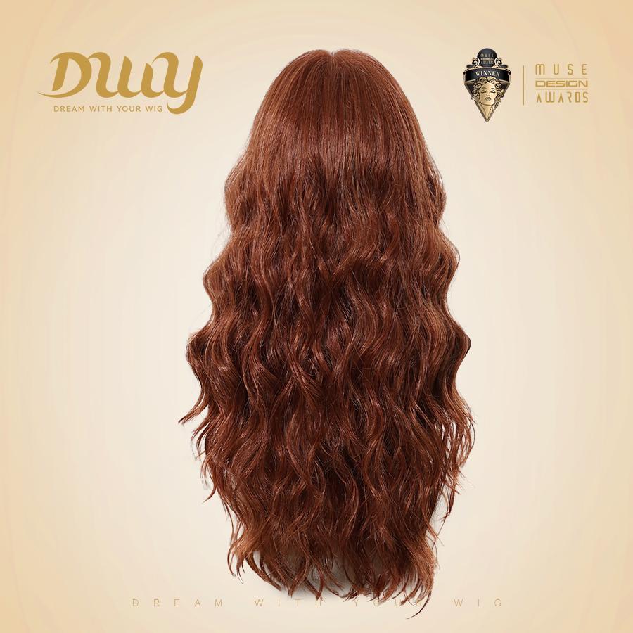 Merida -DWY Mono Lace Front Free Part Long-Length Curly Drity Orange Glueless Synthetic Wig for Women 24 Inches