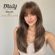 Biscuit NEW CRAFT! [GEN4 cashmere Bionic Silky Top] 22 Inch Long Warm Chestnut Brown Glueless Synthetic Wig with Bangs for Women High Quality soft texture Easy Wear Comfortable Fit