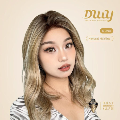 Rhea-DWY Mono 22-Inch Lace Front Curly Wig - Blonde with Dark Roots