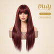 [Festival Limited] Cherry-DWY Mid-length Cherry Cola Red Brown with Bangs Glueless Synthetic Wig for Women 28 Inches