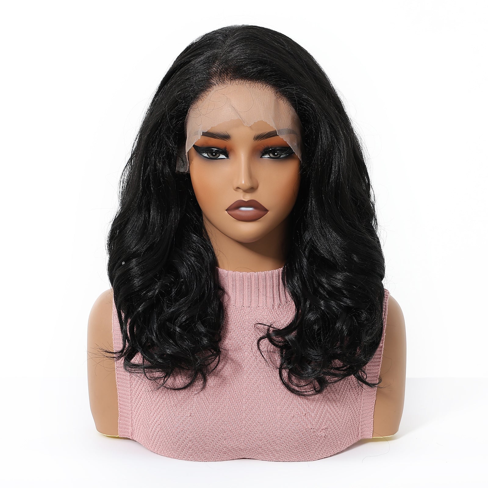 Juno C- New Arrival DWY 13×6 Lace Front Free Part Short-Length Curly Brown with Highlights Glueless Synthetic Wig