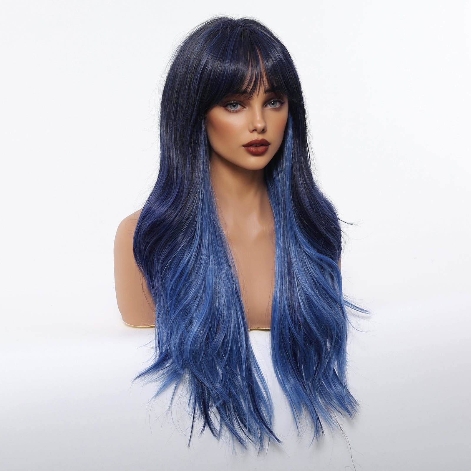 DWY Long Wavy Blue Mist Natural Curls Synthetic Wig