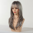 Elara-DWY 22 Inch Silver Grey Balayage Long Layered Wig with Air Bangs | Natural Synthetic Hair for Women | Daily Wear & Versatile Styling