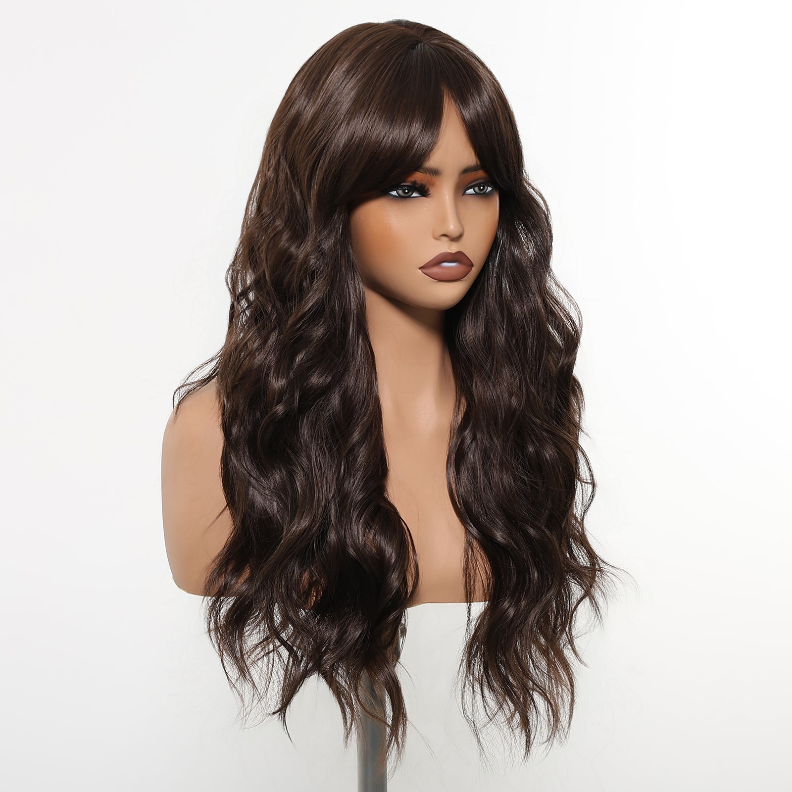 Eireen-DWYLong Brown Curly Glueless Synthetic Wig