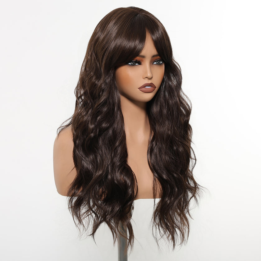 Eireen-DWYLong Brown Curly Glueless Synthetic Wig