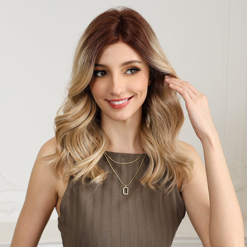 Remi-DWY Mono Lace Front Free Part Ombre Blonde Mid-Length Glueless Synthetic Wig