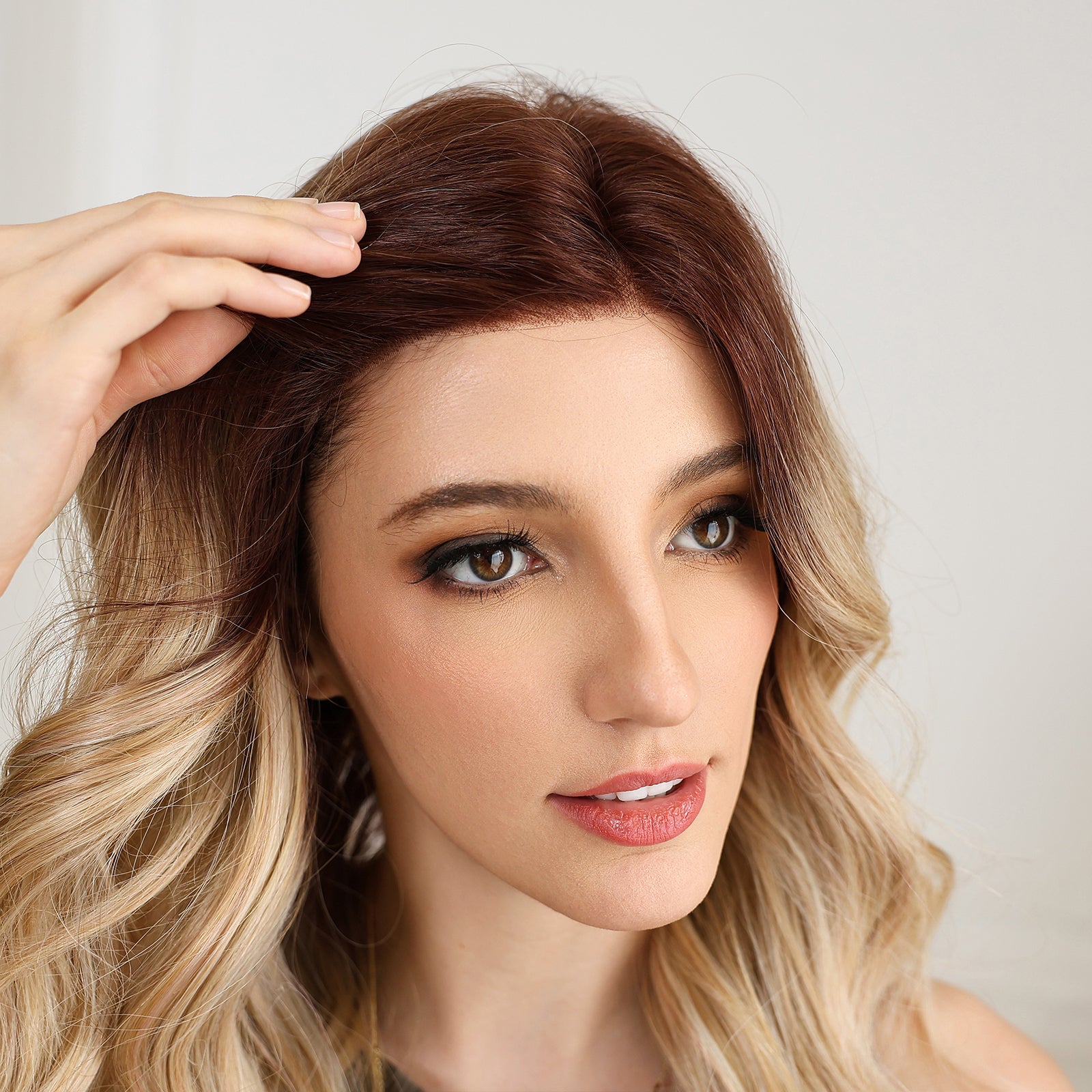Remi-DWY Mono Lace Front Free Part Ombre Blonde Mid-Length Glueless Synthetic Wig
