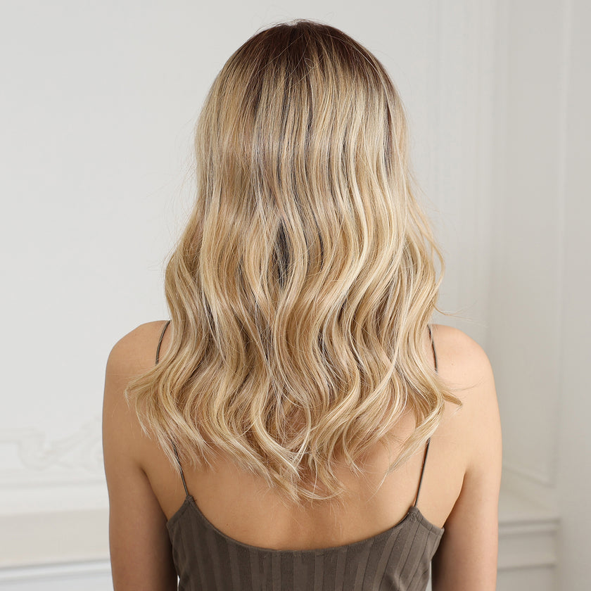 Remi-DWY Mono Lace Front Free Part Ombre Blonde Mid-Length Glueless Synthetic Wig